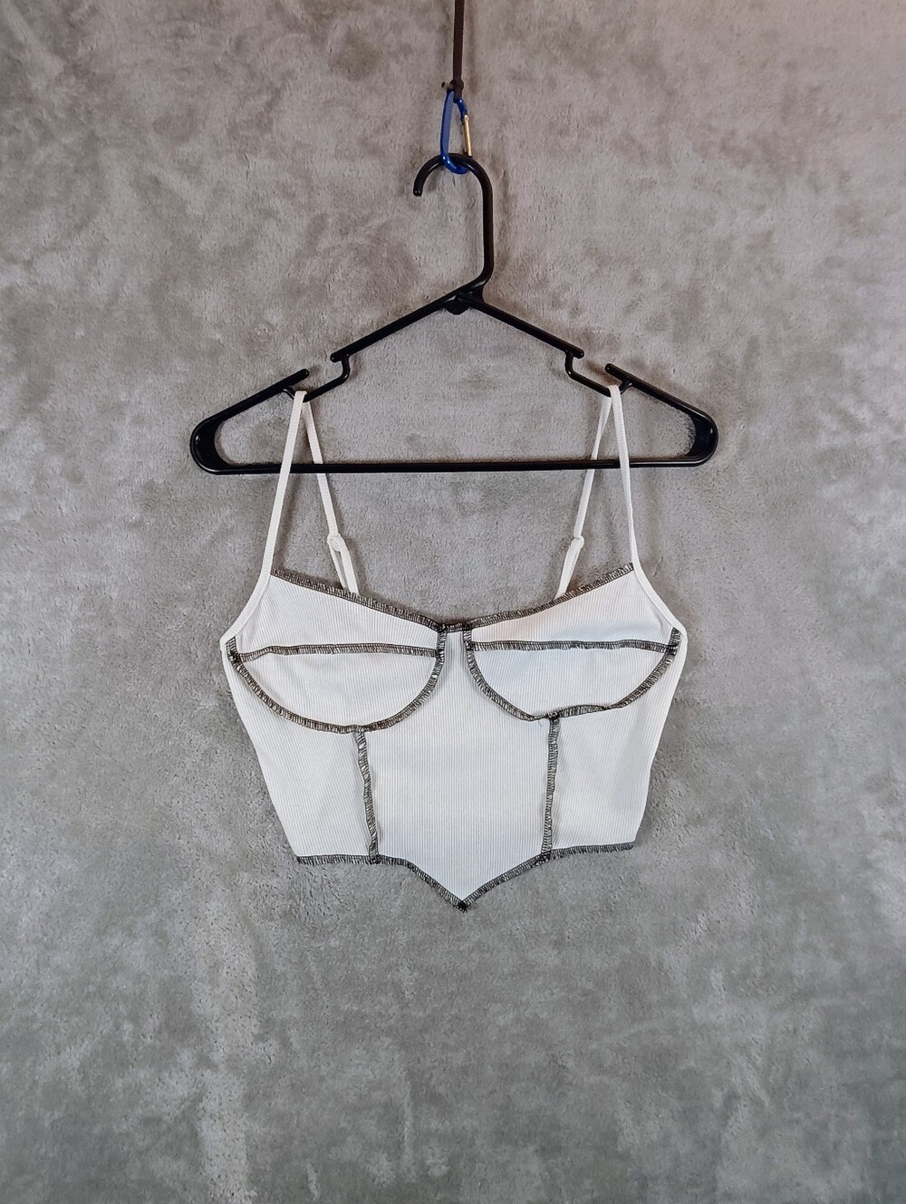 SHEIN White and Black Trim Bra Top Size XS